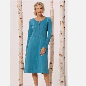 Soft Surroundings Jemaa Dress Midi Modest Long Sleeve Casual Cotton Blend